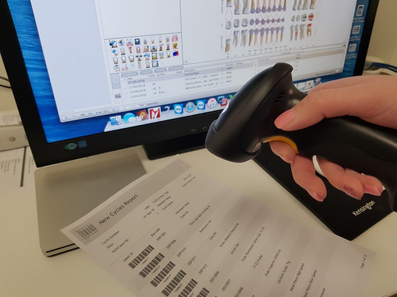 Scanning barcode into patient's record